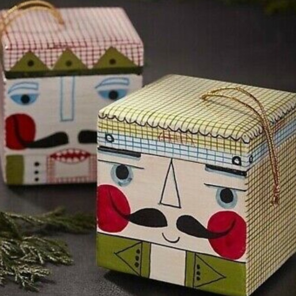 Set of (4) Crate & Barrel Nutcracker Ornament Box